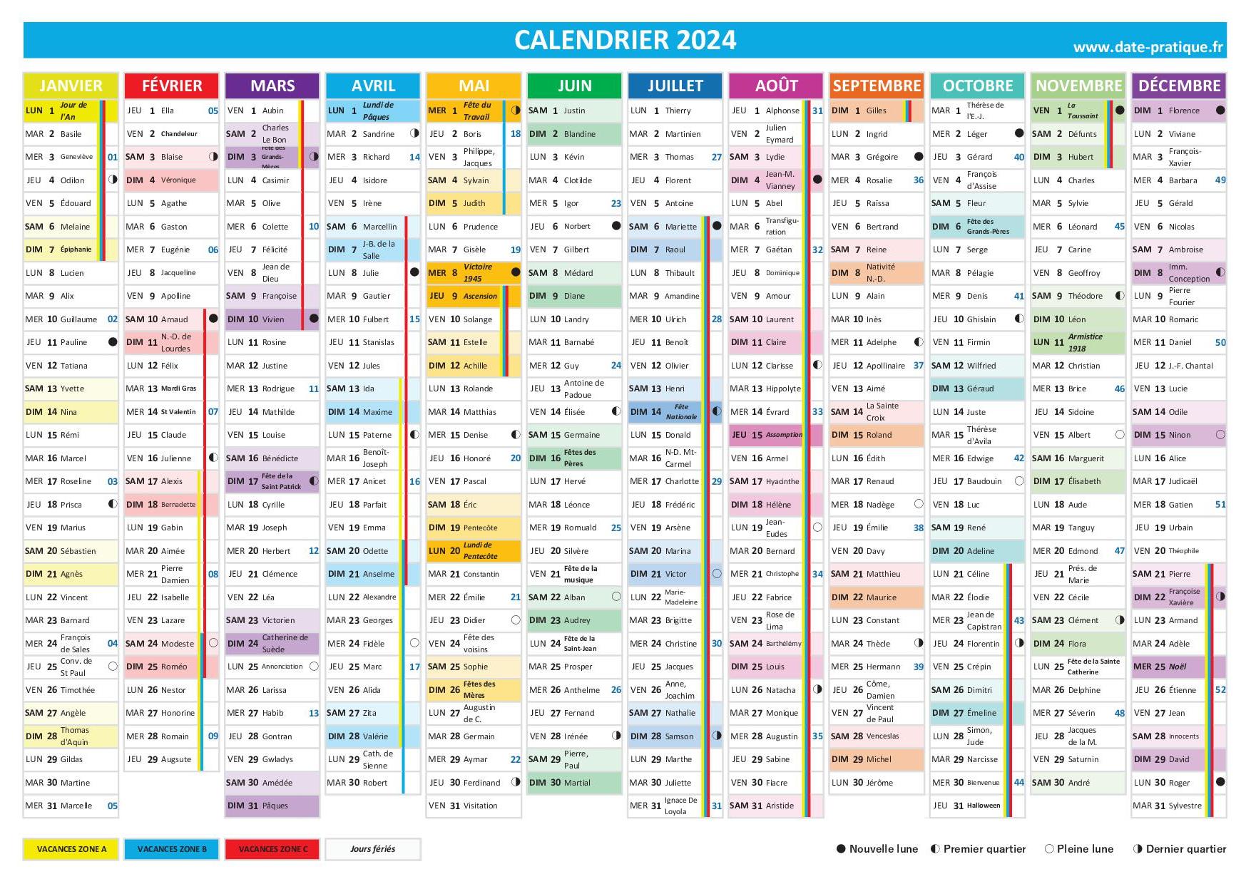 Calendrier 2024 Annuel Semestriel Et Trimestriel Date pratique fr Calendrier 2024 Annuel Semestriel Et Trimestriel Date pratique fr