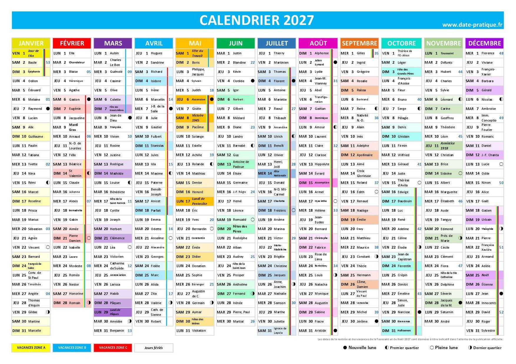 Calendrier 2027 Imprimer Date pratique fr Calendrier 2027 Imprimer Date pratique fr