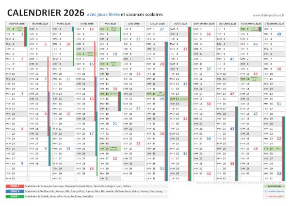  Calendrier 2026 Imprimer Date pratique fr