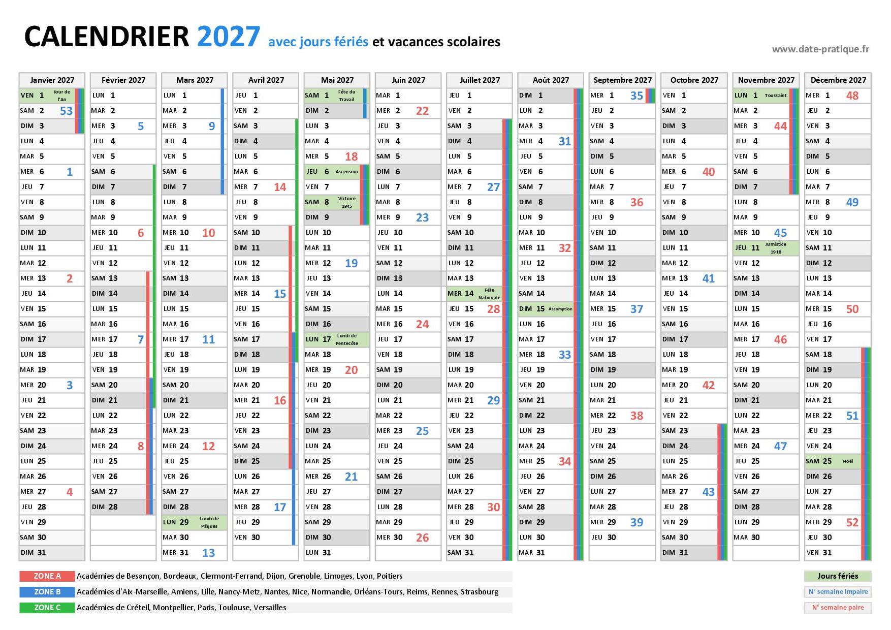 Calendrier Des Jours F ri s En France Dates Pour 2026 2027 2028