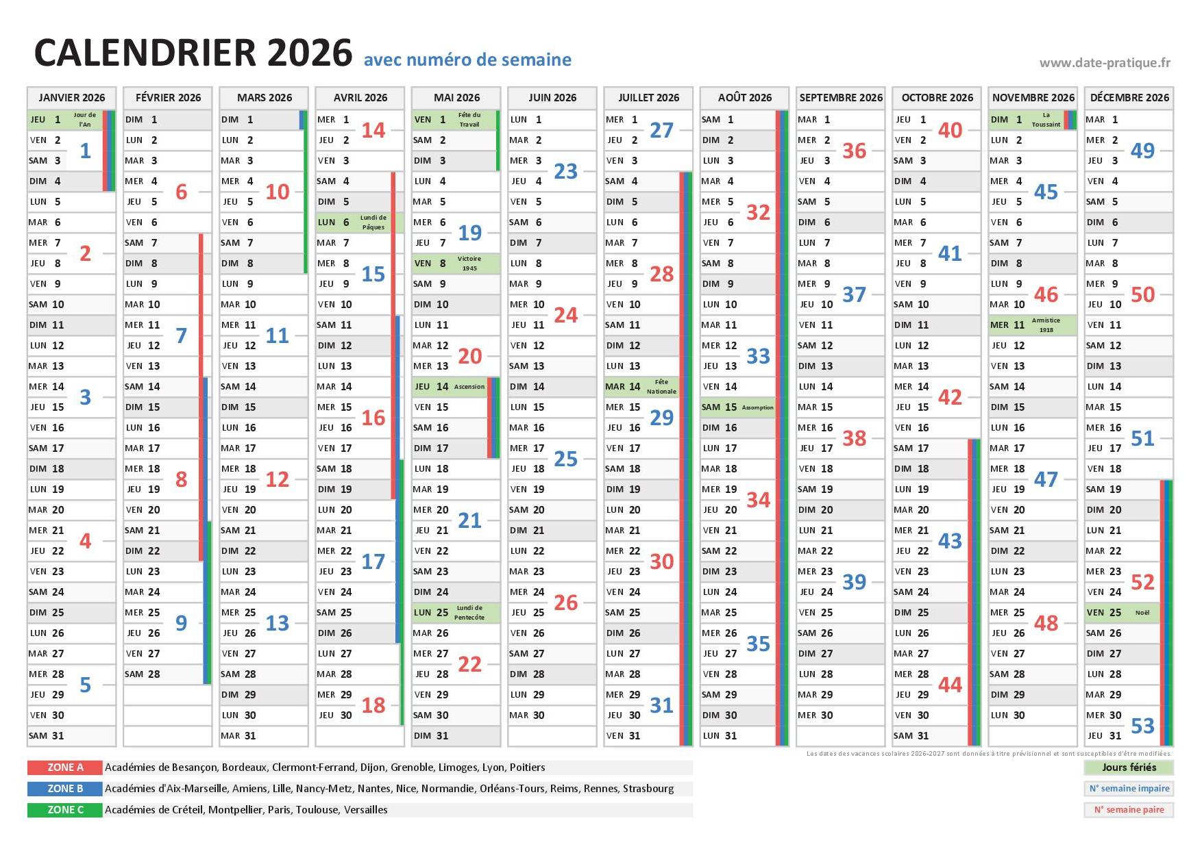 Num ro De Semaine 2026 Liste Et Dates Calendrier 2026 Avec Semaines 