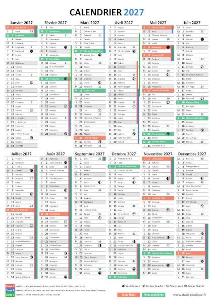 Calendrier 2027 Avec Saints F tes Souhaiter Jours F ri s Imprimer 