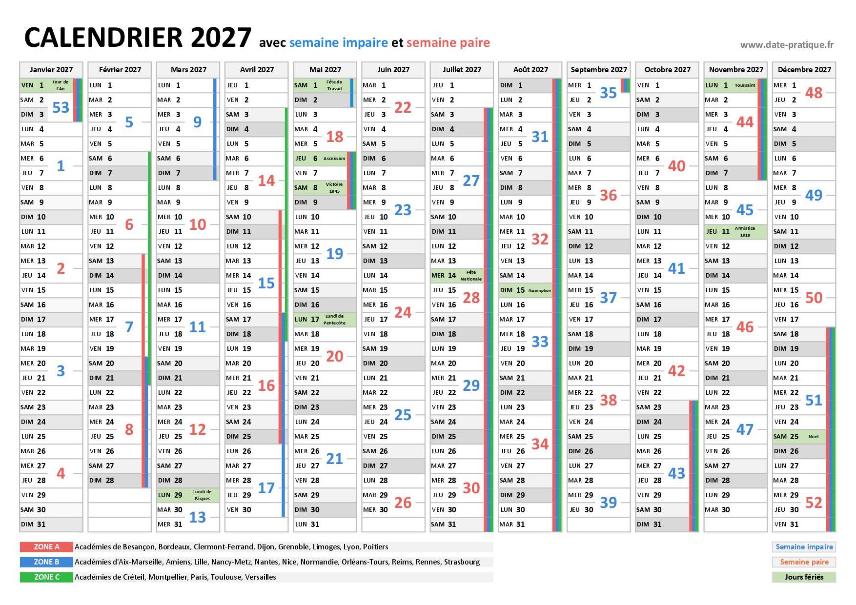 Semaine Paire Et Impaire 2027 Dates Et Calendrier 2027 Avec Les Semaine Paire Et Impaire 2027 Dates Et Calendrier 2027 Avec Les